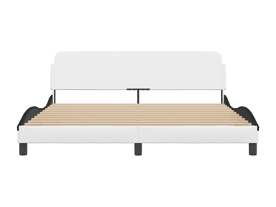 Estructura de cama sin colchón blanca y negra 180x200 cm piel sintética