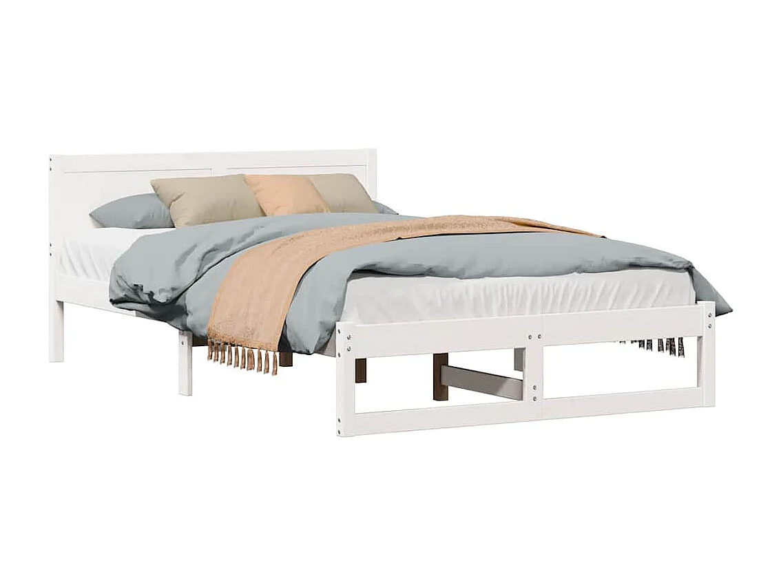 Struttura letto bianca 135 x 190 cm Legno massello di pino