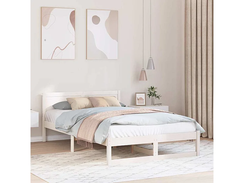 Struttura letto bianca 135 x 190 cm Legno massello di pino