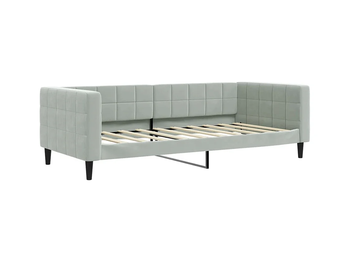 Lit de jour avec matelas gris clair 90x190 cm velours