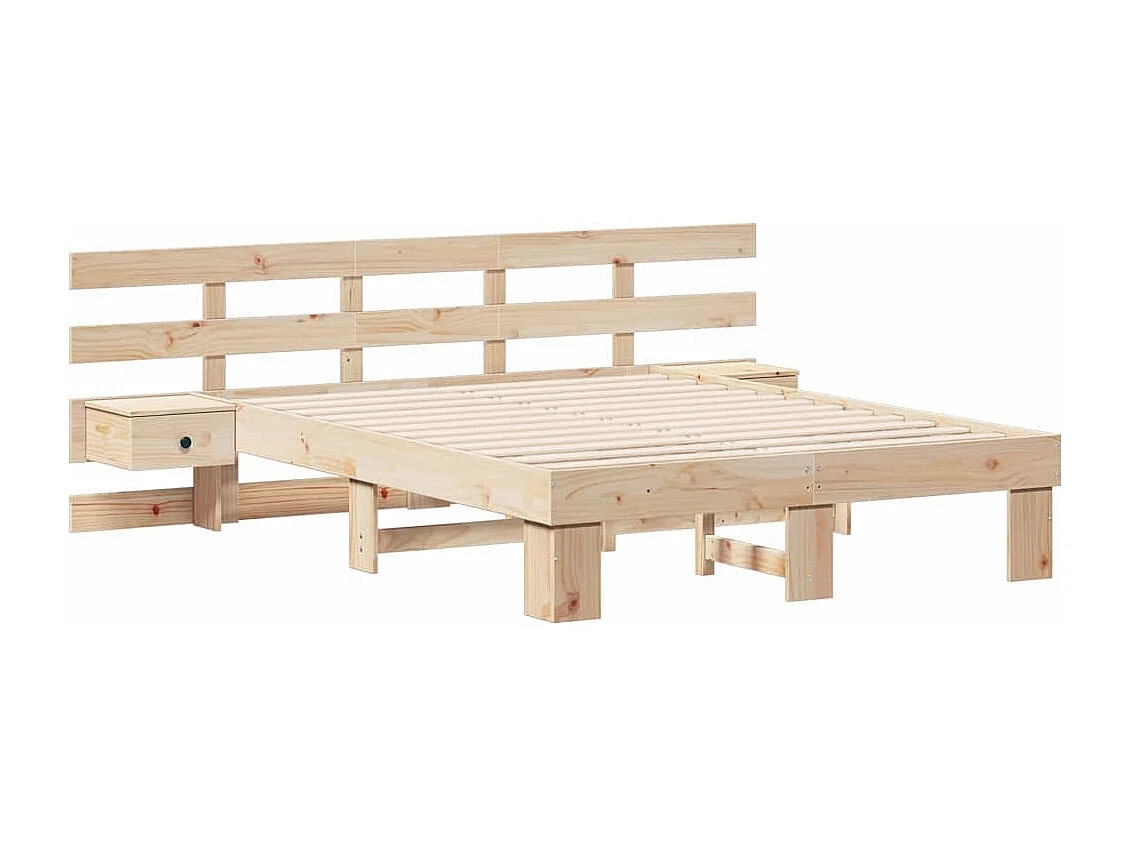 Bruin bedframe 120 x 200 cm massief grenen en massief grenen
