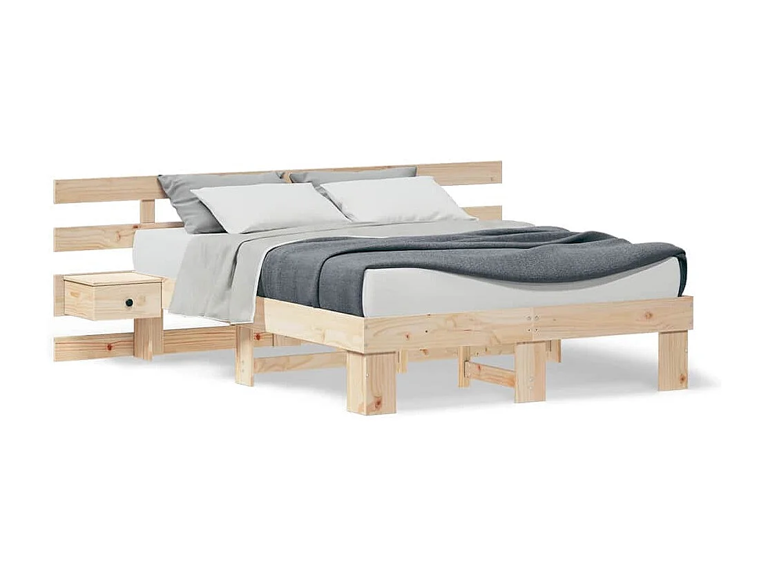 Bruin bedframe 120 x 200 cm massief grenen en massief grenen