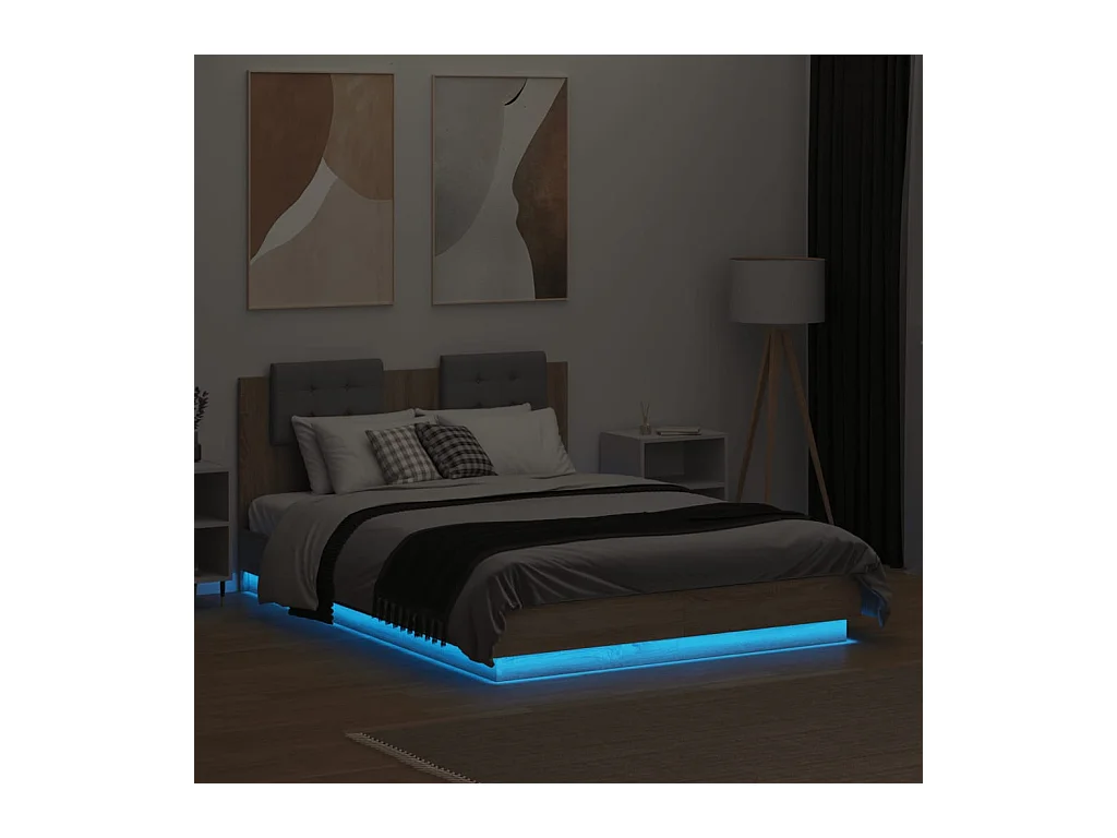 Bedframe met LED zonder matras Sonoma eiken 120x190 cm
