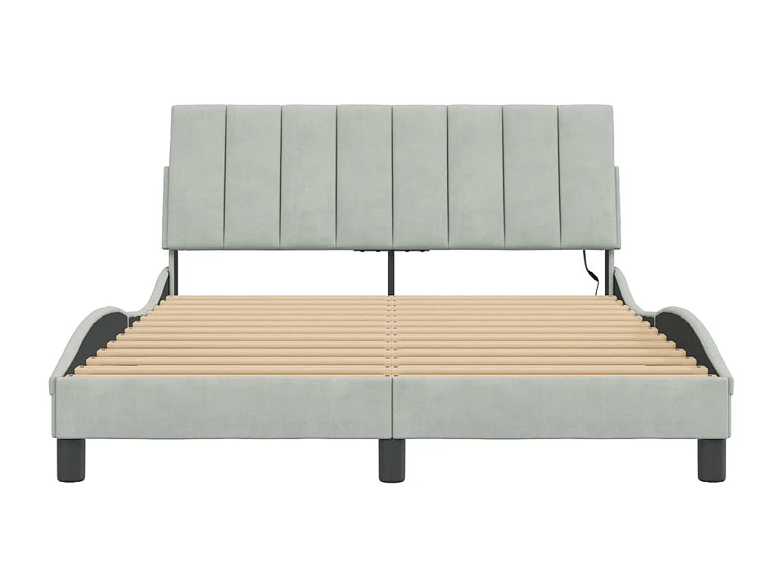 Cadre de lit avec LED sans matelas gris clair 120x200cm velours