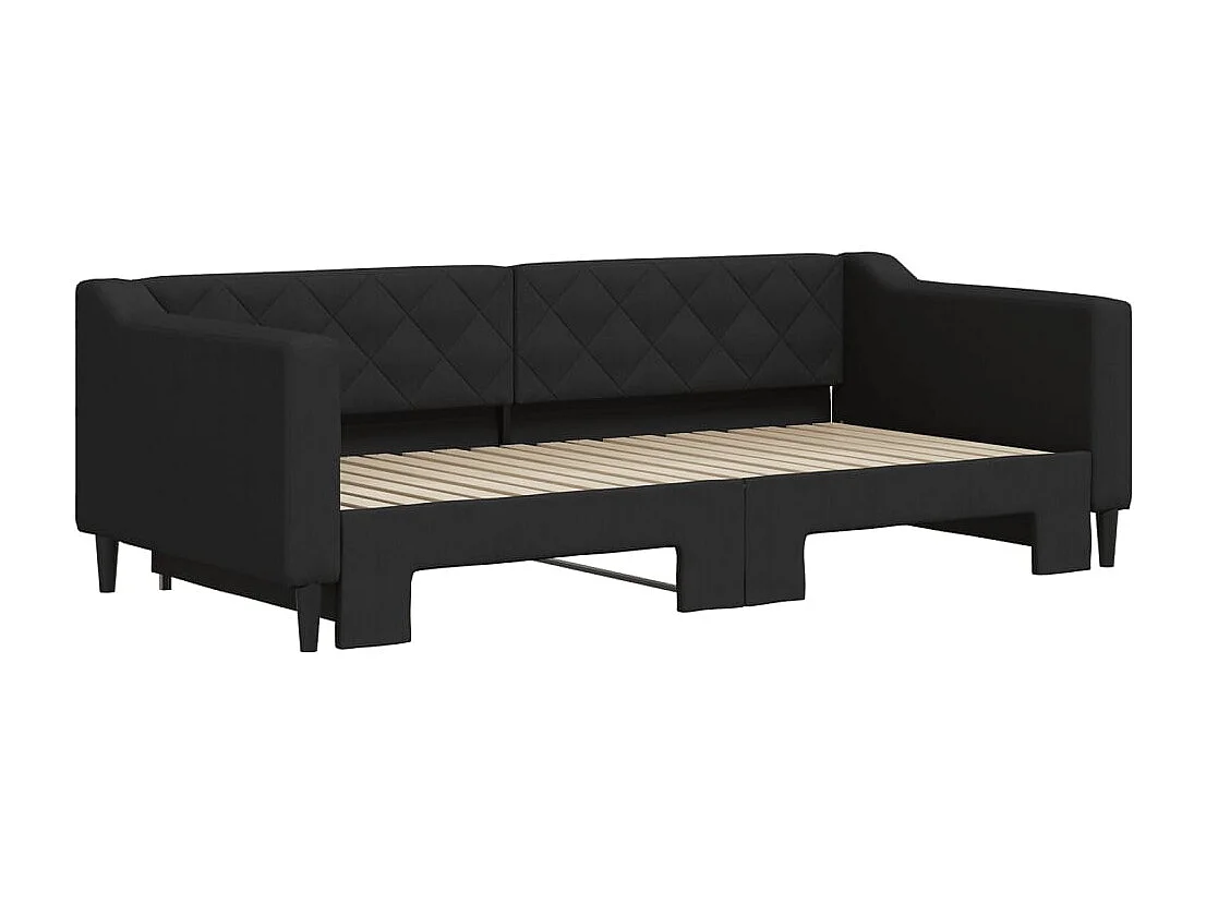 Divano letto con letto estraibile nero 90x190 cm in tessuto