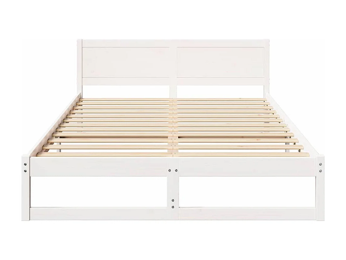Struttura letto bianca 150 x 200 cm Legno massello di pino