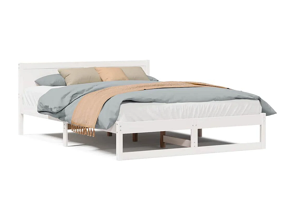 Estructura de cama blanca 150 x 200 cm Madera maciza de pino