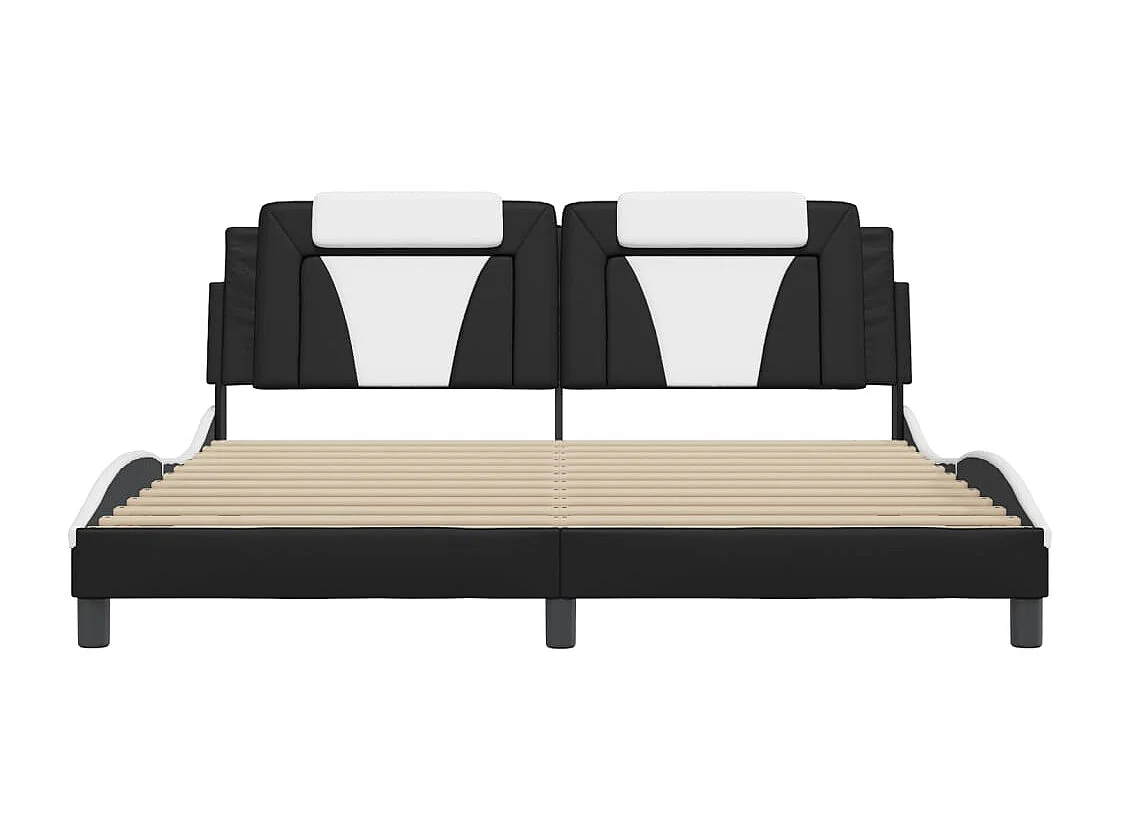 Estructura de cama sin colchón en blanco y negro 180x200 cm piel sintética