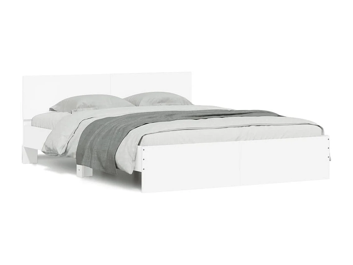 Estructura de cama con LED sin colchón blanco 160x200 cm