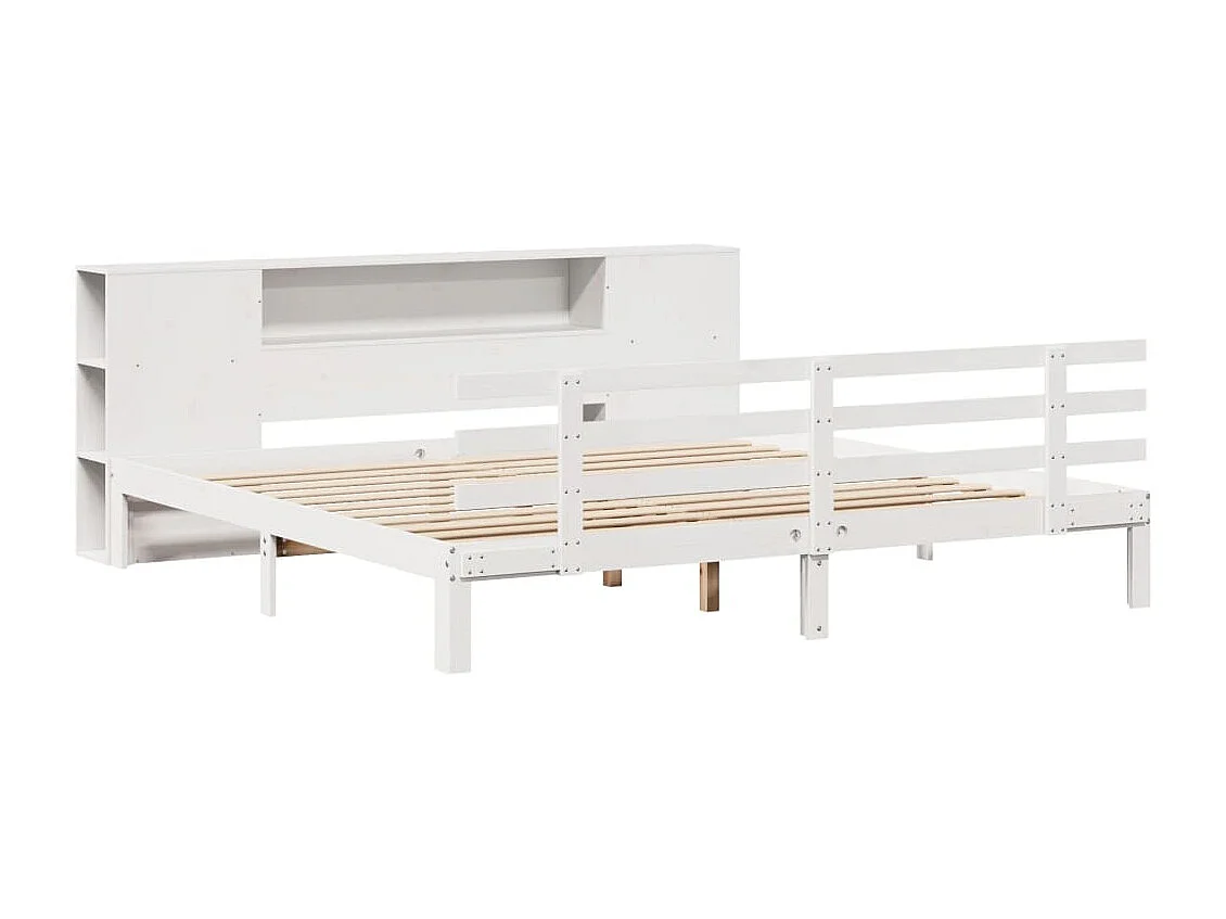 Cama librería blanca sin colchón 180x200 cm madera maciza de pino