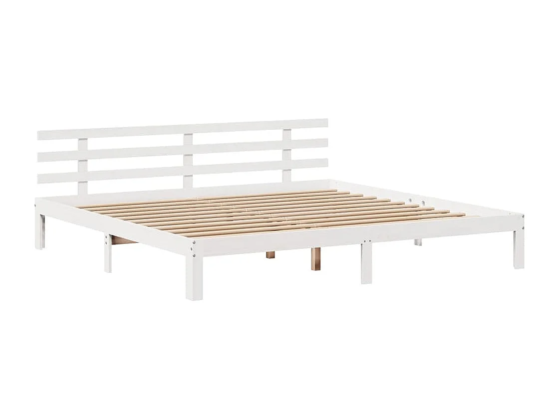 Cama librería blanca sin colchón 180x200 cm madera maciza de pino