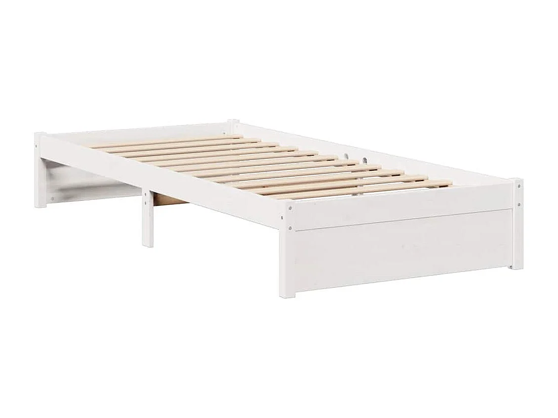 Lit bibliothèque sans matelas blanc 75x190cm bois de pin massif
