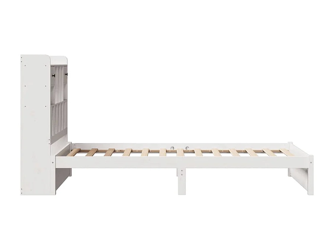 Lit bibliothèque sans matelas blanc 75x190cm bois de pin massif