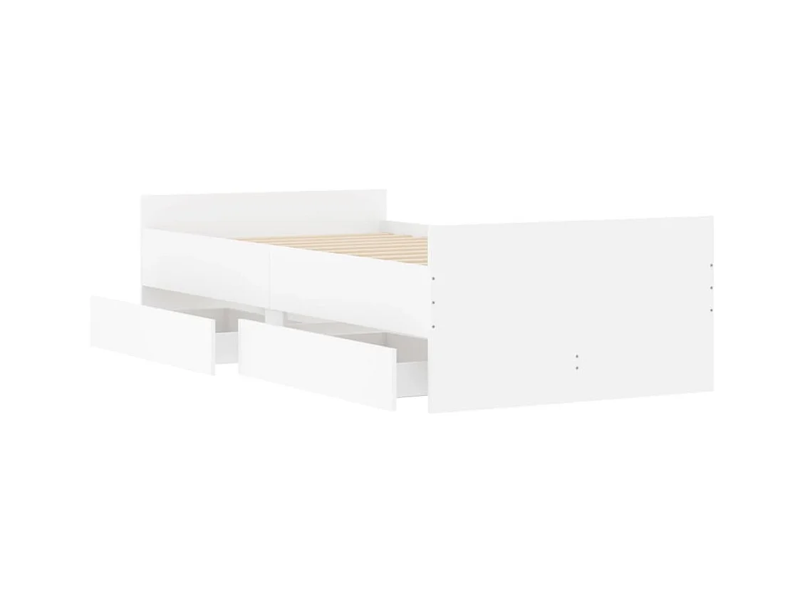 Estructura de cama con cajones sin colchón blanca 90x200 cm