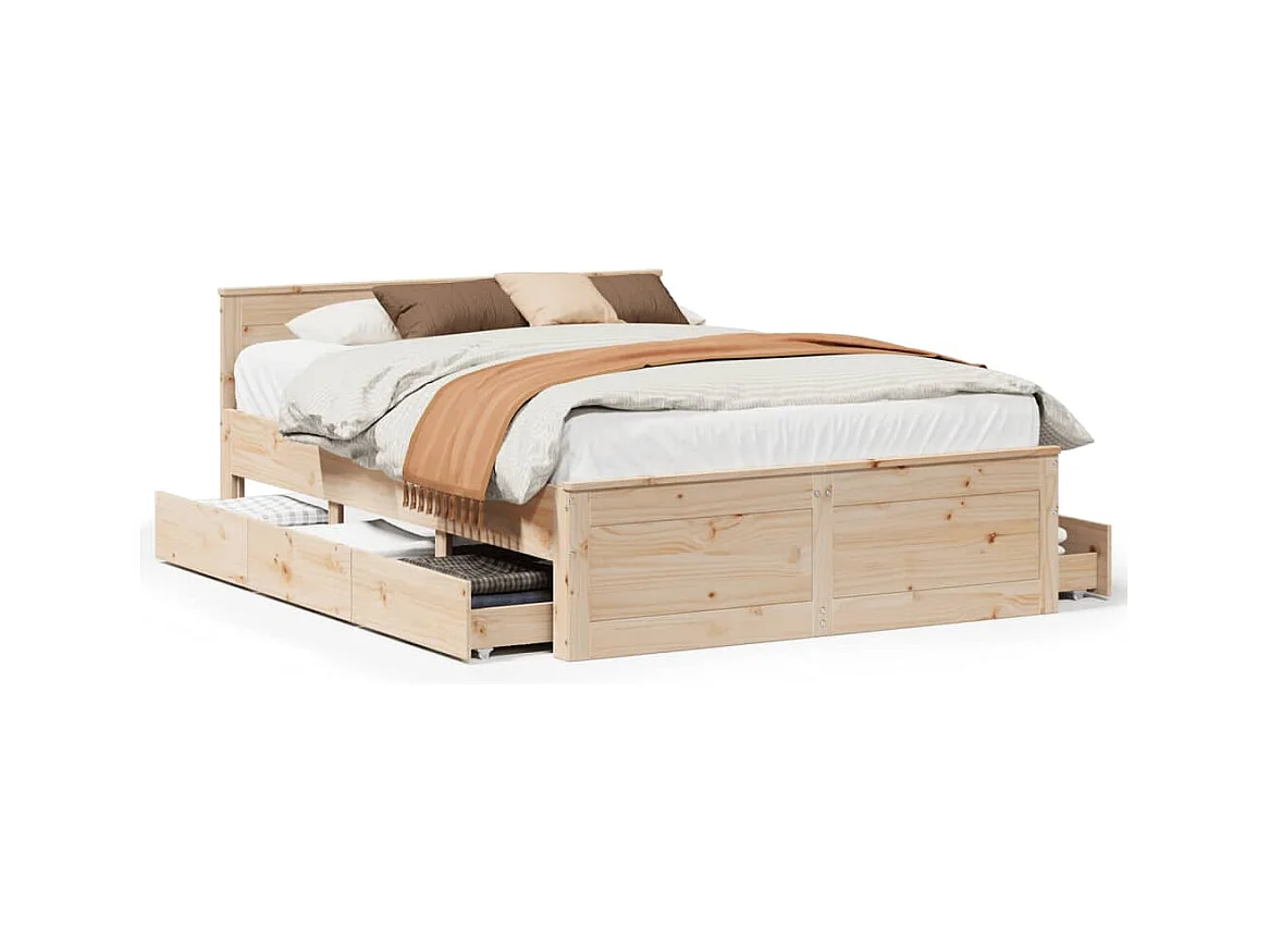 Bedframe zonder matras met hoofdbord 160x200cm massief grenen