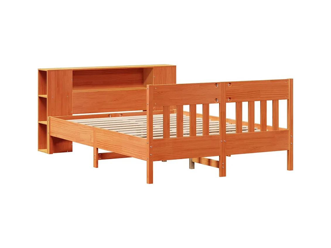 Boekenkastbed zonder matras, bruine was, 140x200 cm, massief grenen