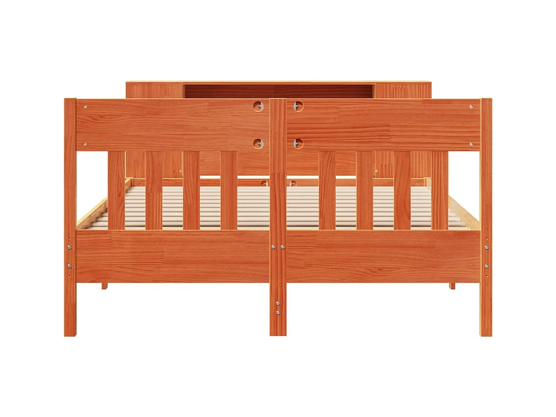 Boekenkastbed zonder matras, bruine was, 140x200 cm, massief grenen