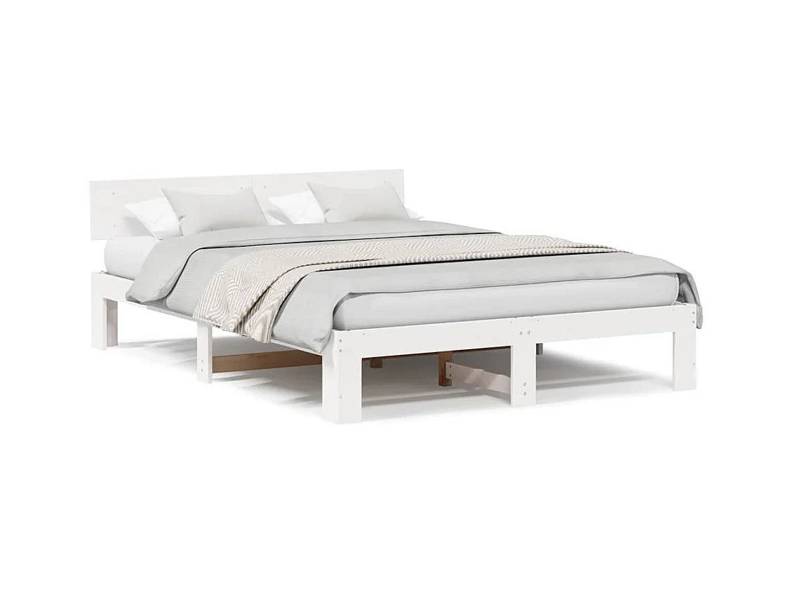 Wit bedframe 160 x 200 cm Massief grenenhout