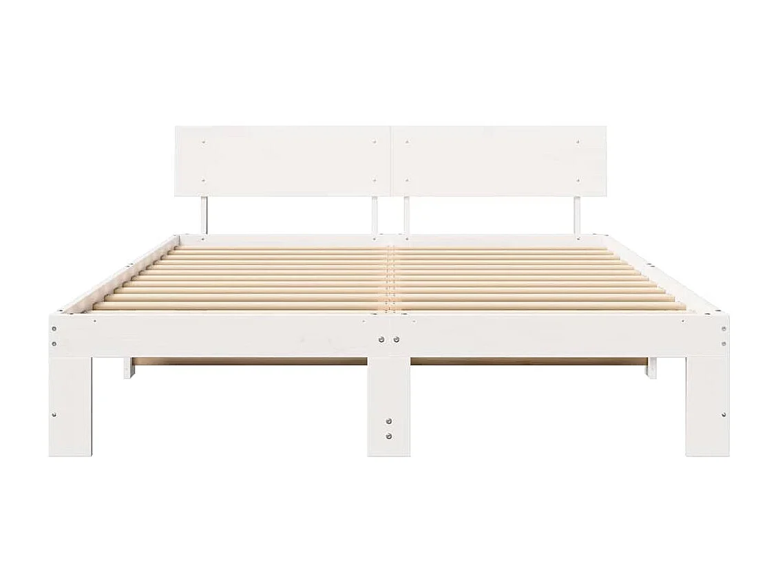 Struttura letto bianca 160 x 200 cm Legno massello di pino