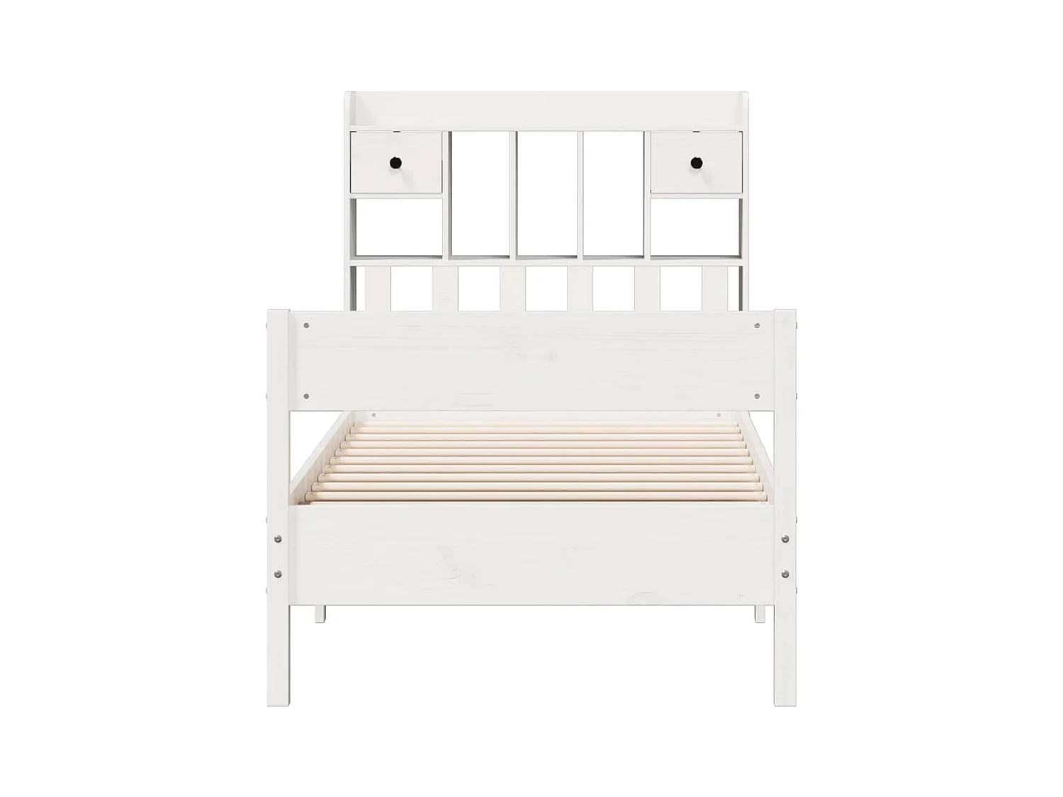 Cama librería blanca sin colchón 75x190cm madera maciza de pino