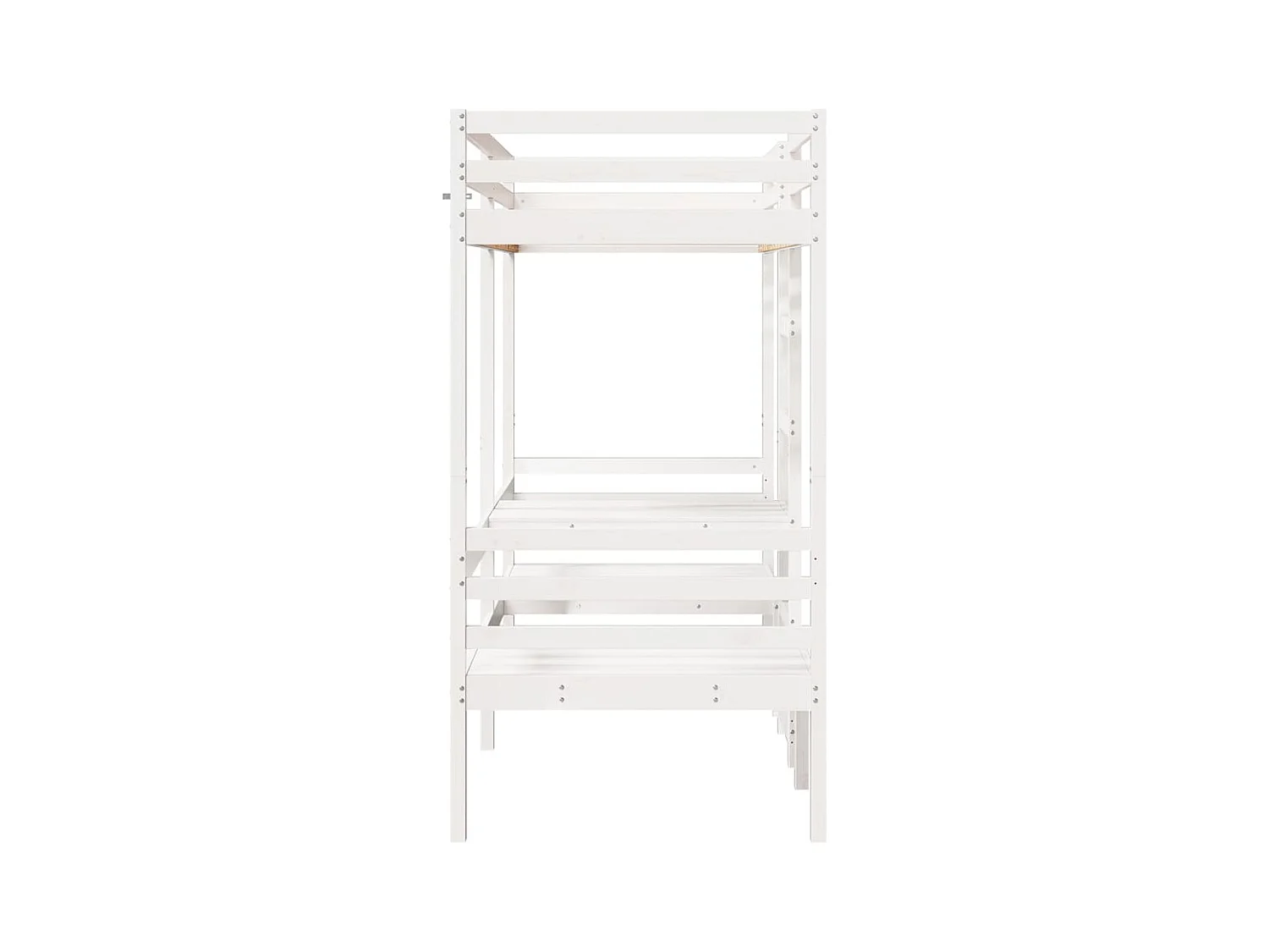 Cama alta blanca con escritorio y sillas 75x190 cm pino macizo