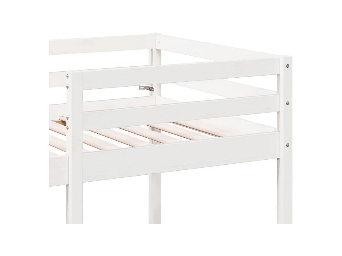 Cama alta blanca con escritorio y sillas 75x190 cm pino macizo