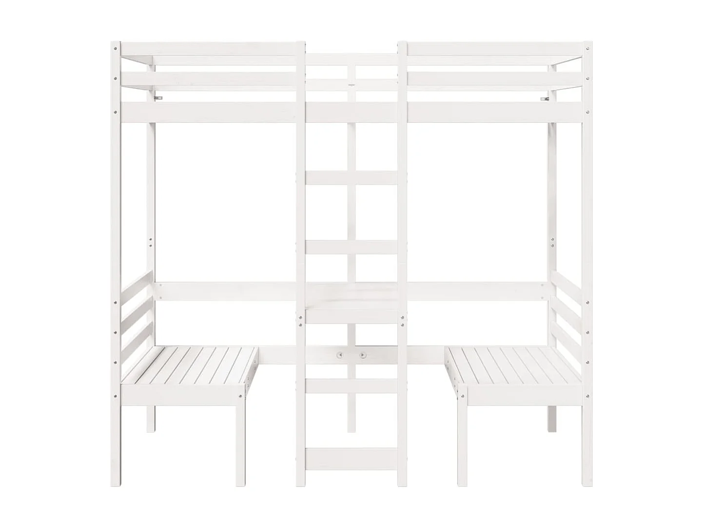 Wit mezzaninebed met bureau en stoelen 75x190 cm massief grenen