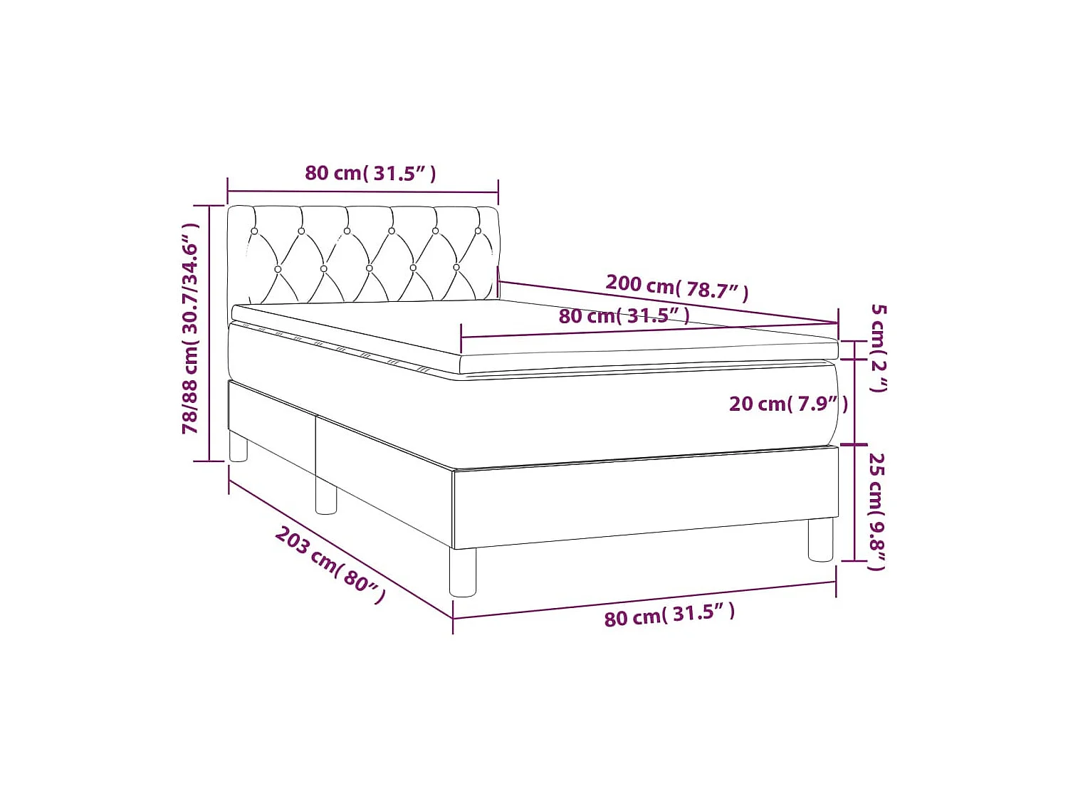 Rete a doghe con materasso e LED Grigio chiaro 80x200cm
