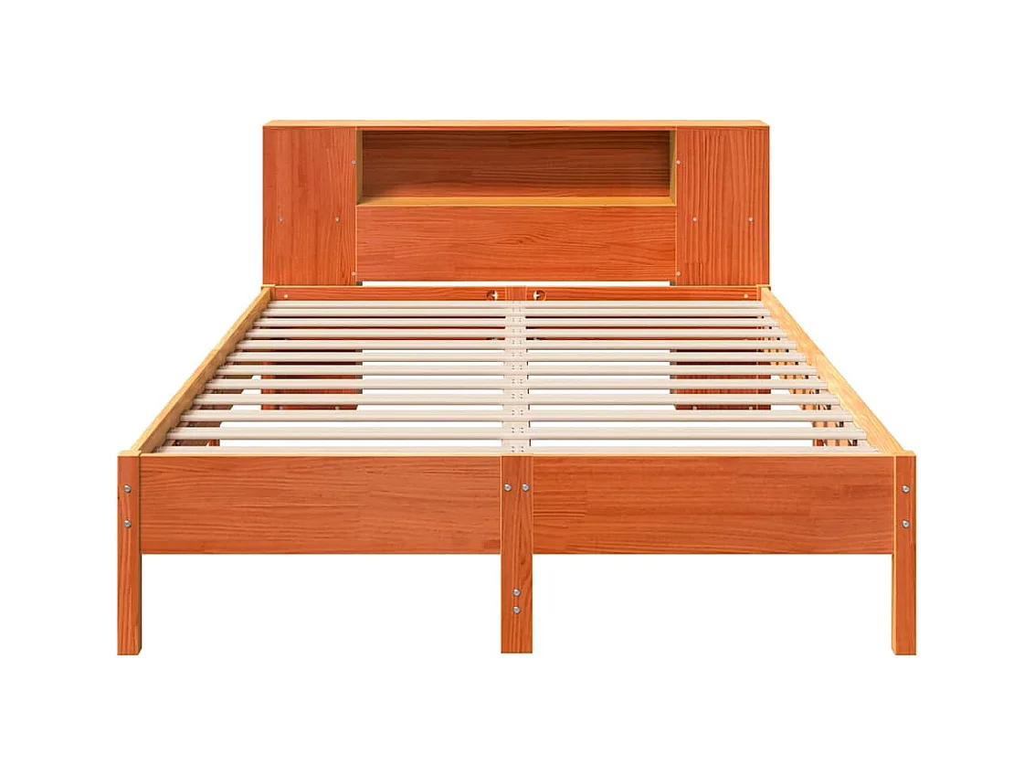 Cama biblioteca sin colchón marrón cera 135x190 cm pino macizo