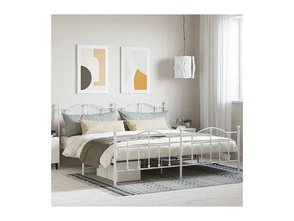 Metalen bedframe zonder matras en voeteneinde wit 200x200 cm