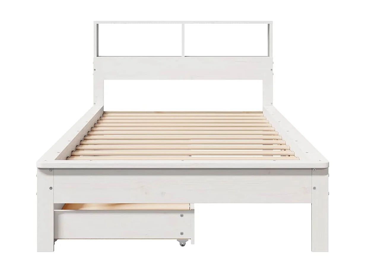 Lit bibliothèque sans matelas blanc 75x190cm bois de pin massif