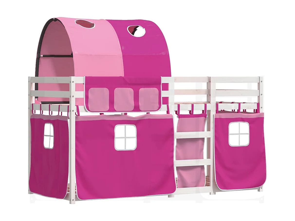 Letto a castello senza materasso rosa 80x200 cm in legno massello di pino