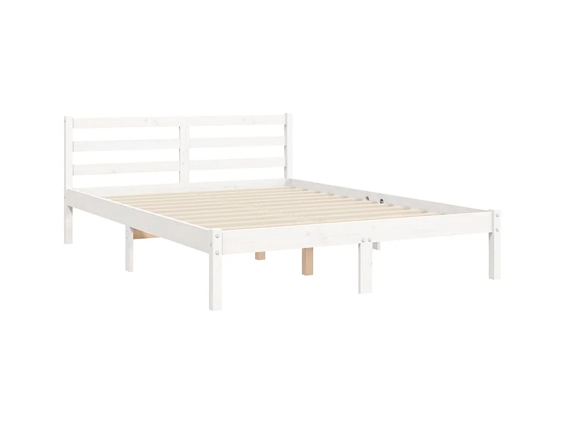 Struttura letto in legno massello bianco senza materasso