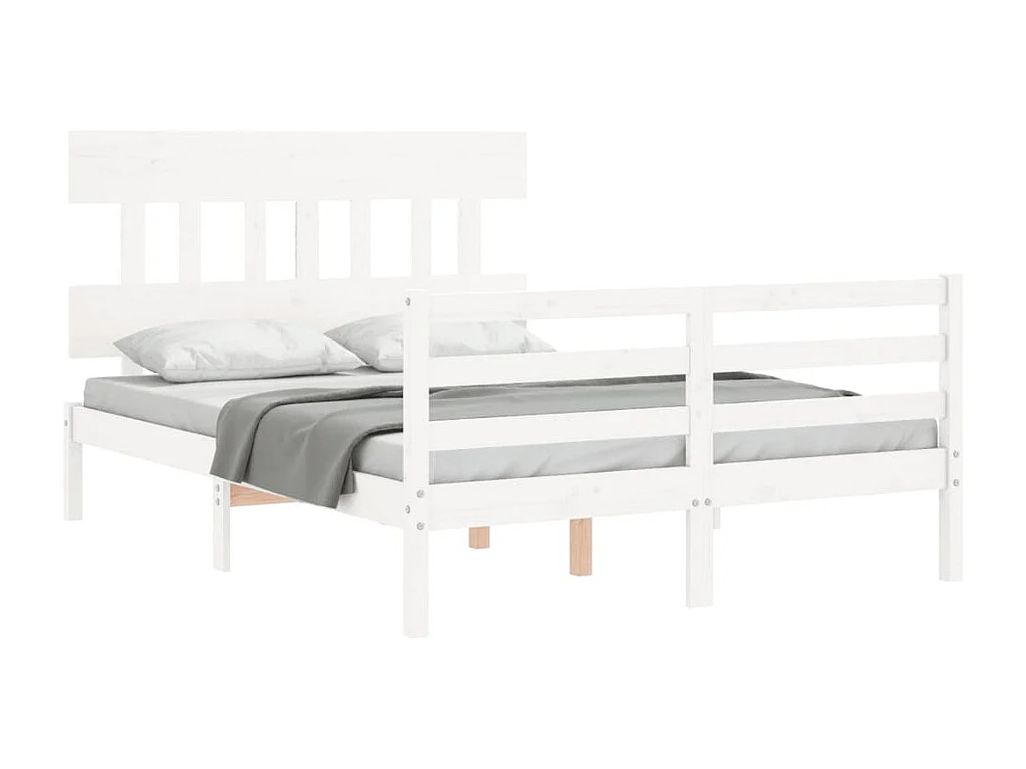 Cadre de lit sans matelas blanc bois massif