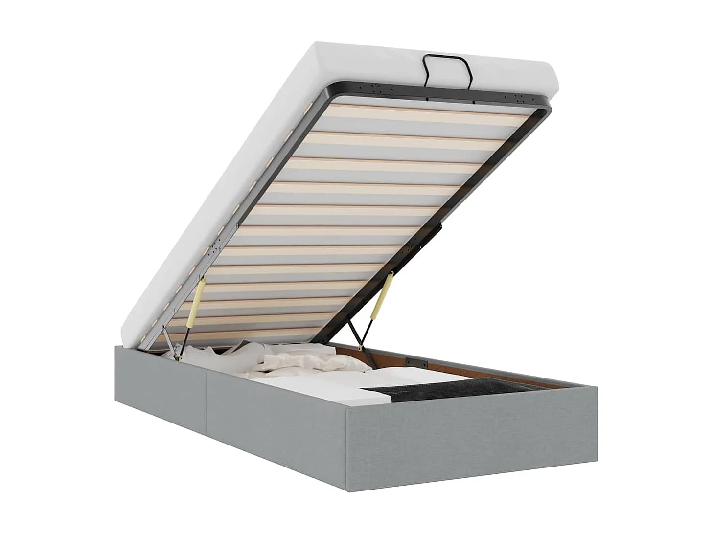 Ottomaanse bedframe zonder matras lichtgrijs 90x200 cm stof