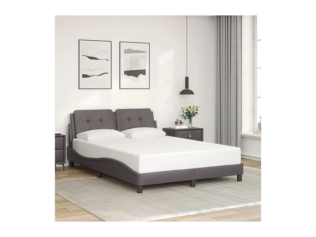 Struttura letto con LED senza materasso grigio 140x190 cm