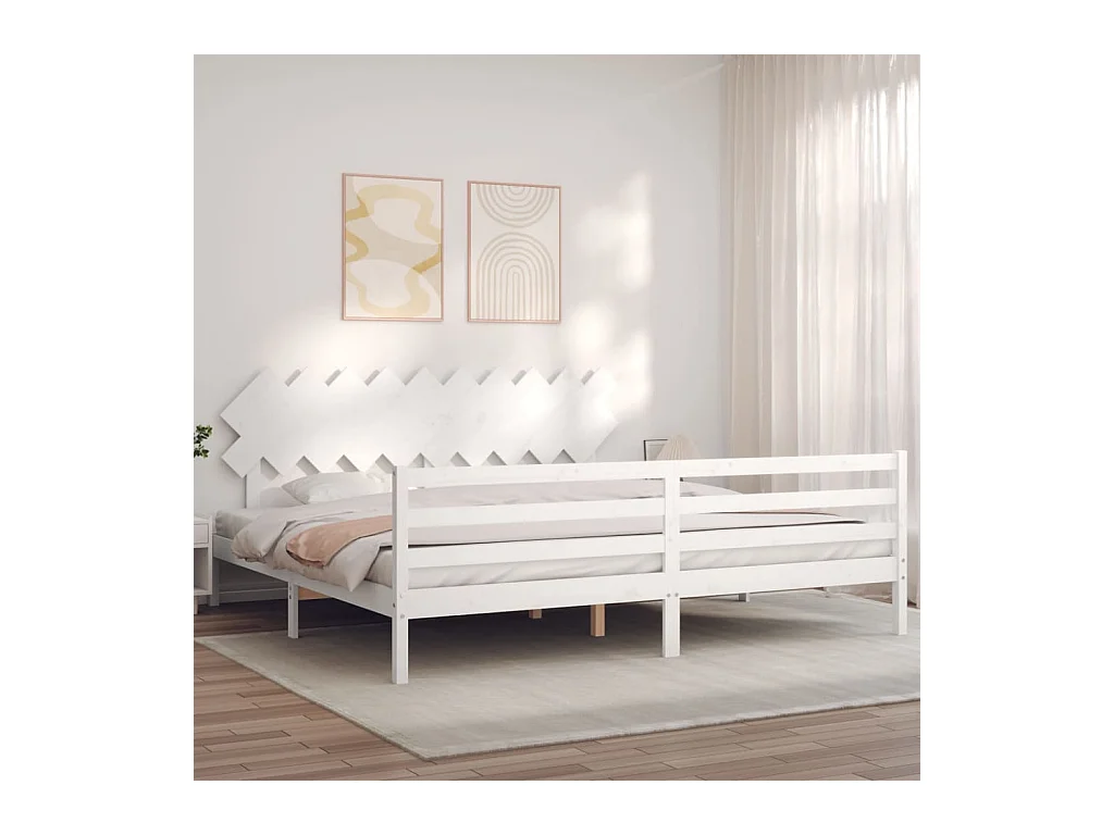 Cadre de lit sans matelas blanc 200x200 cm bois massif