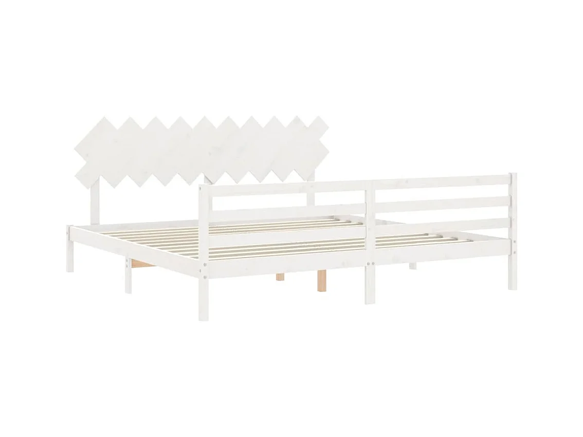 Cadre de lit sans matelas blanc 200x200 cm bois massif