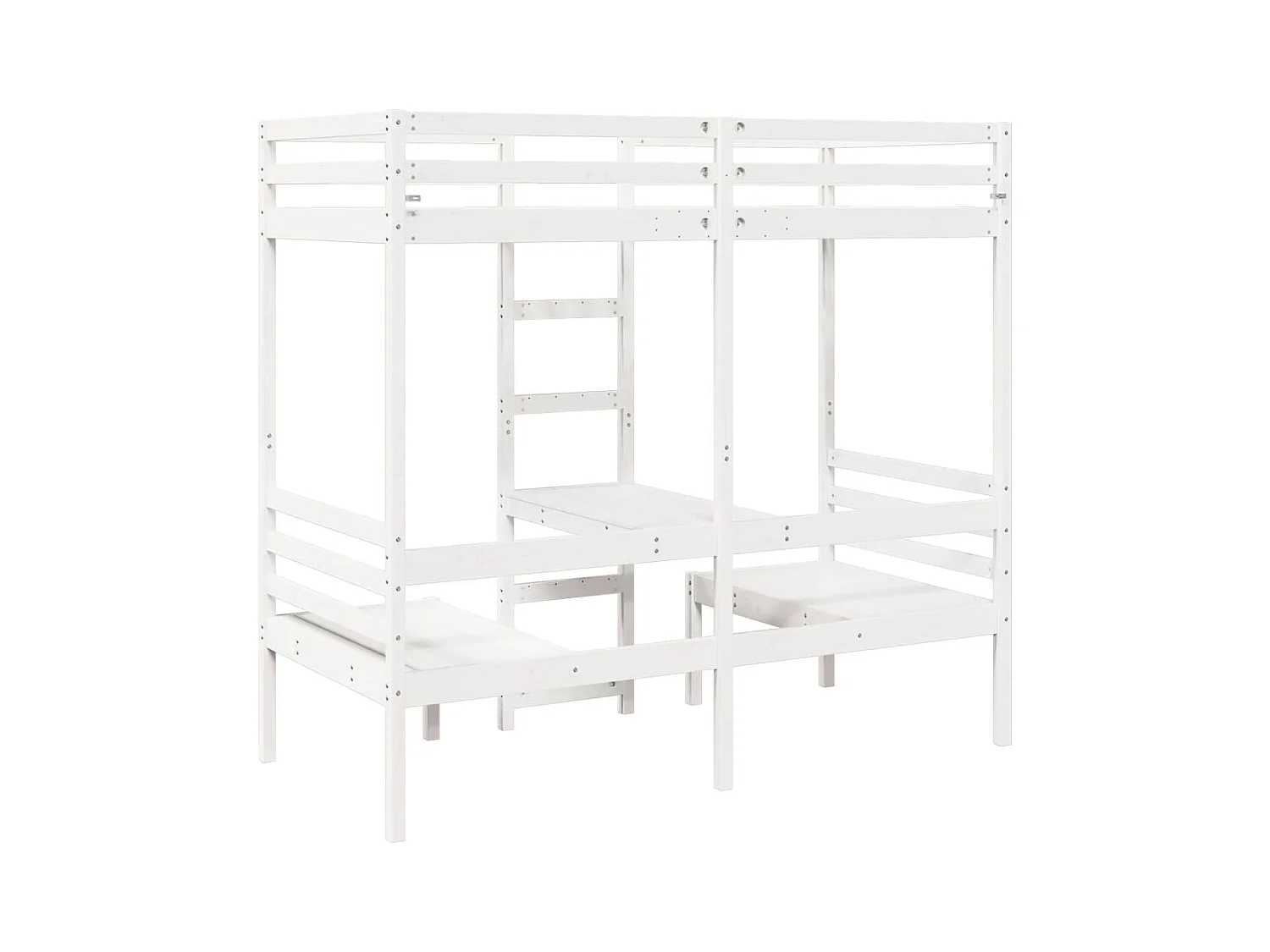 Lit mezzanine avec bureau et chaises blanc 80x200 cm pin massif