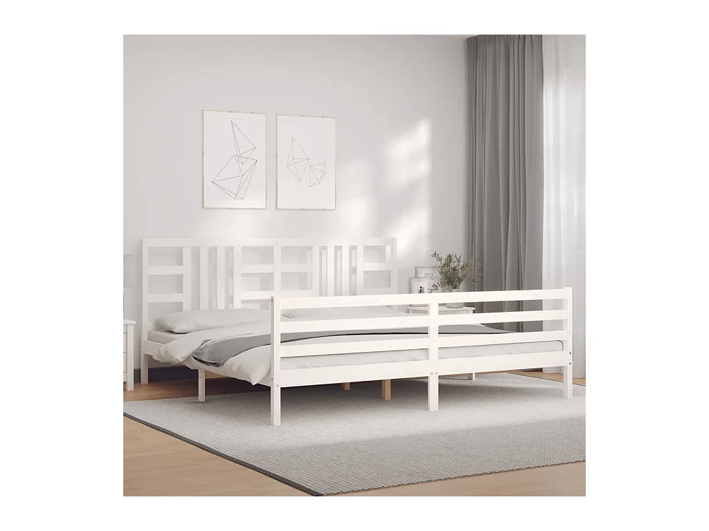 Struttura letto senza materasso bianco 200x200 cm in legno massello