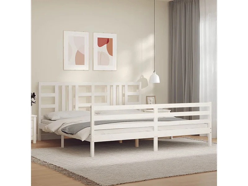 Cadre de lit sans matelas blanc 200x200 cm bois massif