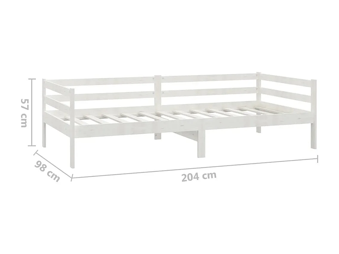 Lit de repos avec matelas 90x200 cm Blanc Bois de pin massif