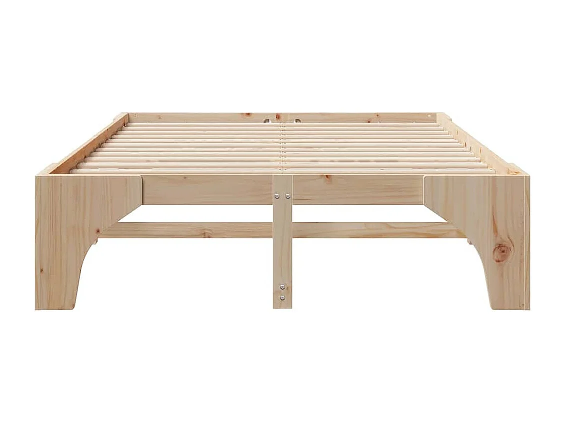 Estructura de cama elevada marrón 140 x 200 cm madera maciza de pino