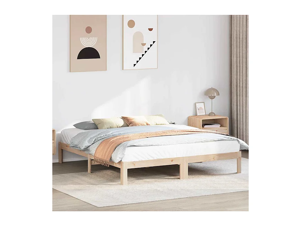 Cadre de lit sans matelas 160x200 cm bois massif de pin