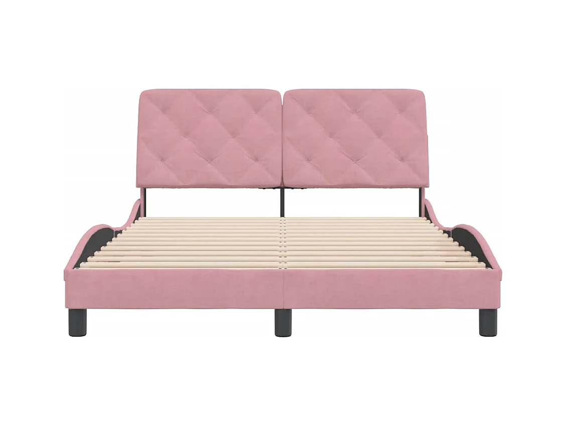 Cadre de lit sans matelas rose 140x190 cm velours