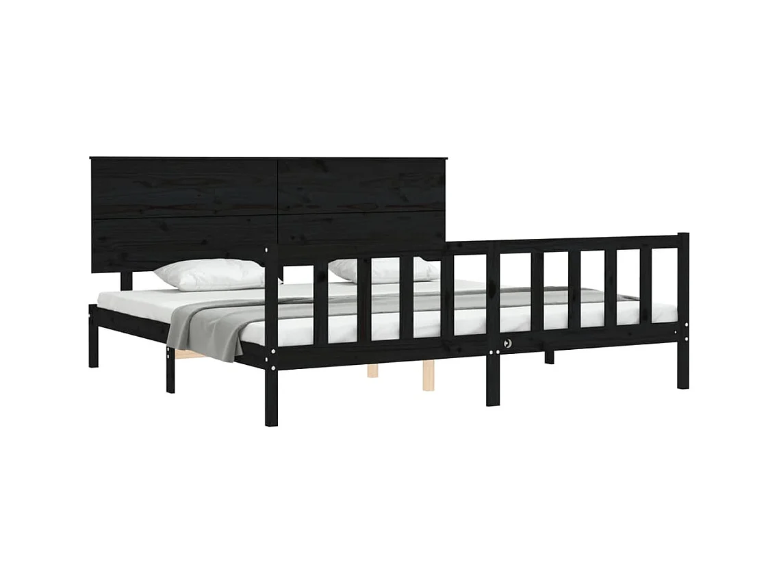 Struttura letto senza materasso nero 200x200 cm in legno massello di pino