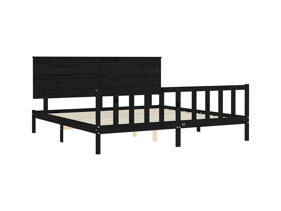 Struttura letto senza materasso nero 200x200 cm in legno massello di pino
