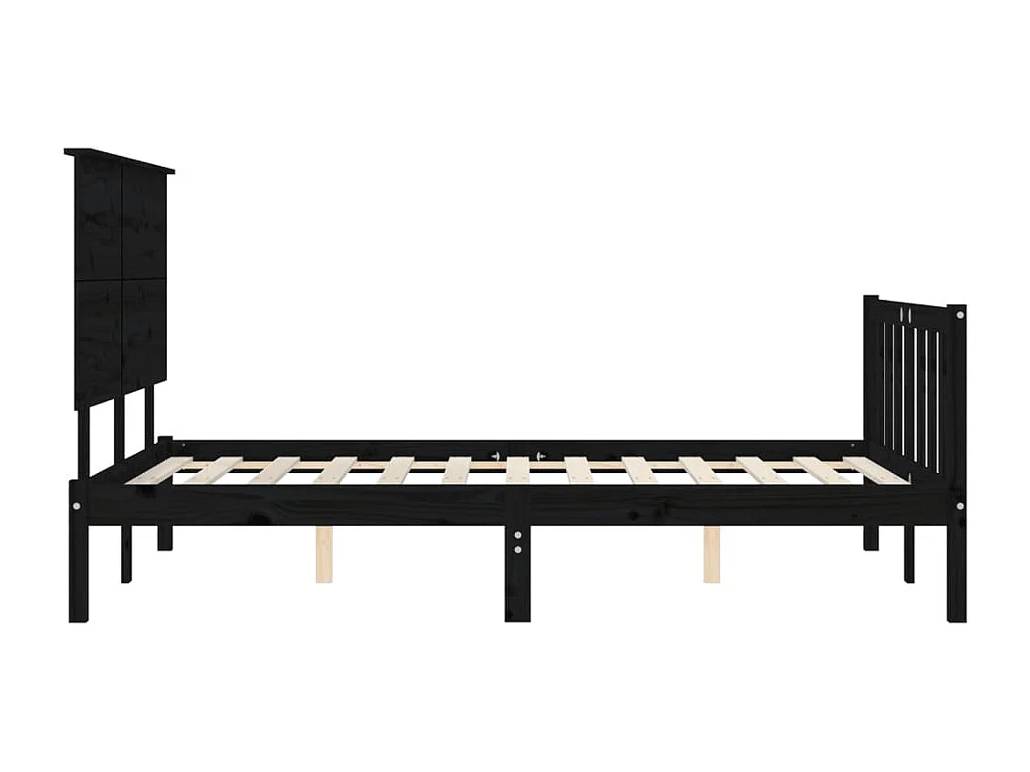 Struttura letto senza materasso nero 200x200 cm in legno massello di pino