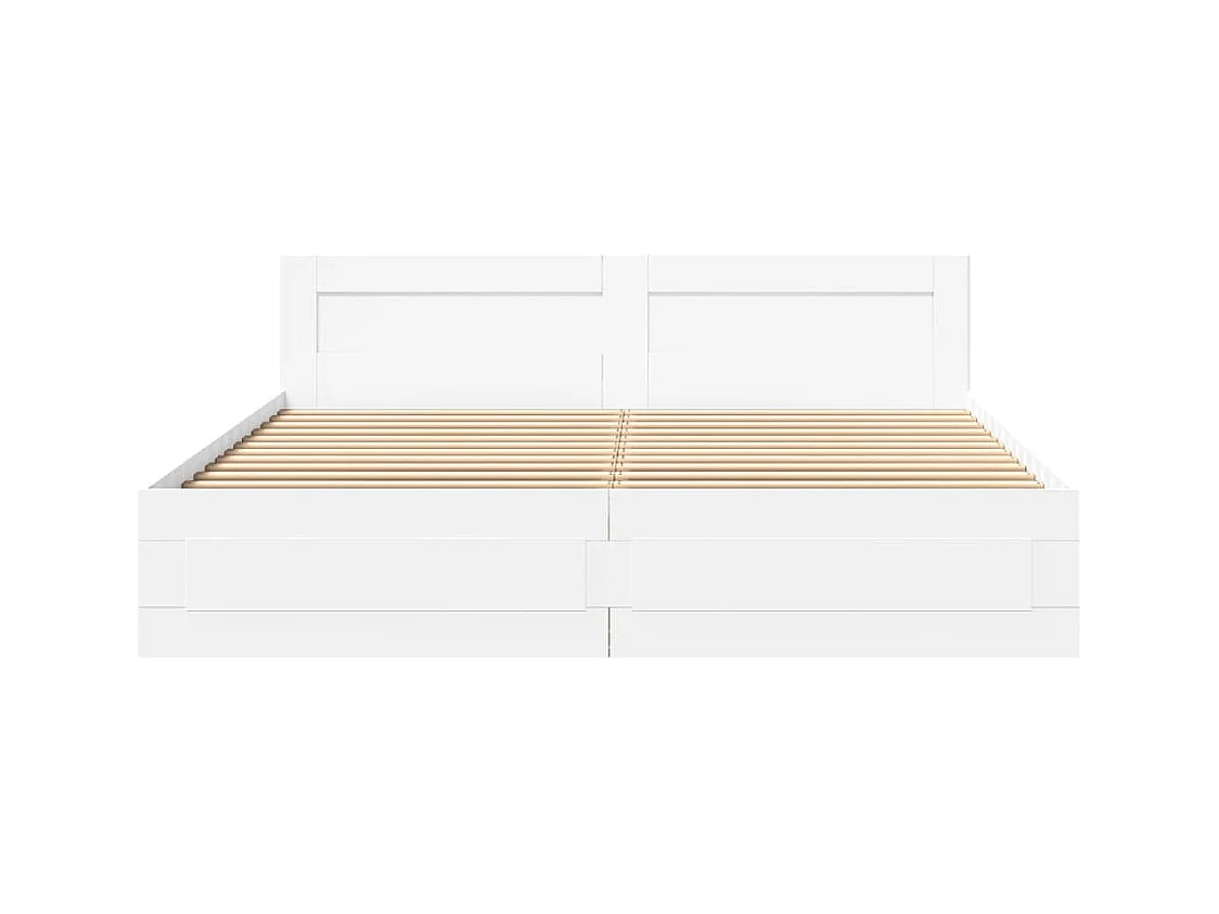 Bedframe met hoofdbord zonder matras wit 200x200 cm