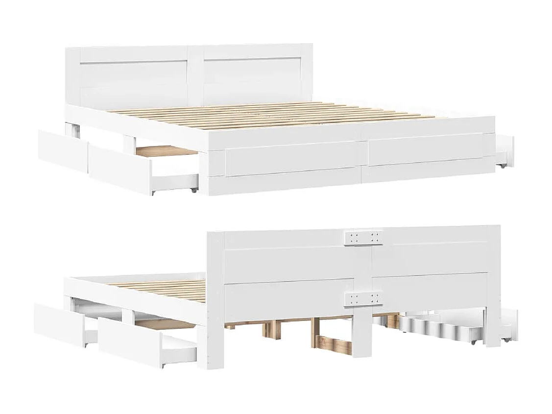 Bedframe met hoofdbord zonder matras wit 200x200 cm